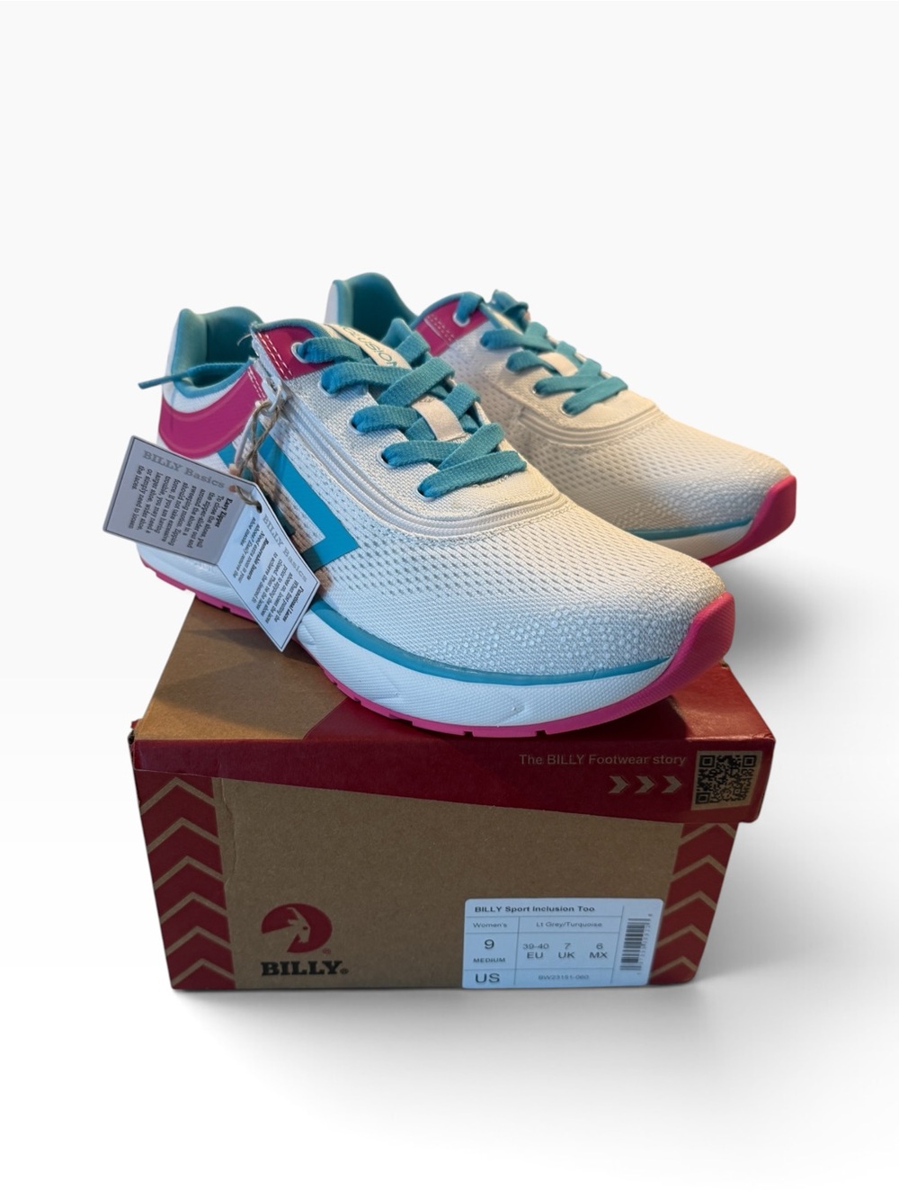 BILLY Sport Inclusion Too Women’s 9 Adaptive Sneakers Gray Turquoise Pink NIB